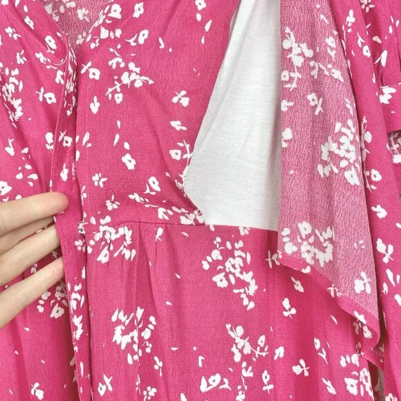 Seraphine Women's 8 Raspberry Sanna Maternity Nursing Midi Dress Viscose Floral - Picture 9 of 16